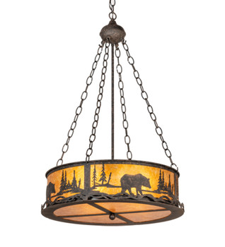 Meyda 22" Wide Bear At Lake Inverted Pendant - 216212