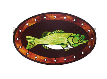 Meyda 22"w X 14"h Bass Plaque Stained Glass Window - 23970