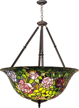 Meyda 38"w Tiffany Rosebush Inverted Pendant.602 - 26554