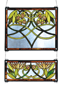 Meyda 21"w X 26"h Waterlily 2 -piece Stained Glass Window - 27233