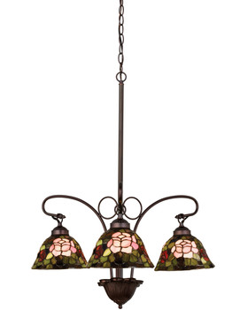 Meyda 24"w Tiffany Rosebush 3 Lt Chandelier.602 - 27418