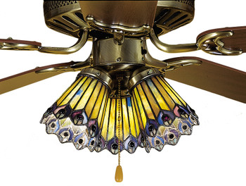 Meyda 4"w Tiffany Jeweled Peacock Fan Light Shade - 27474