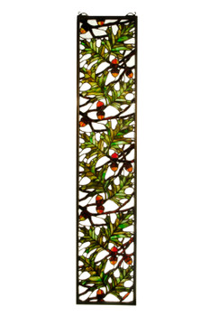 Meyda 9"w X 42"h Acorn & Oak Leaf Stained Glass Window - 31267