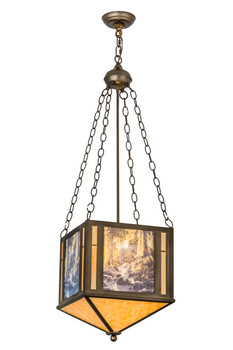 Meyda 13"sq Maxfield Parrish The Glen Inverted Pendant - 31422