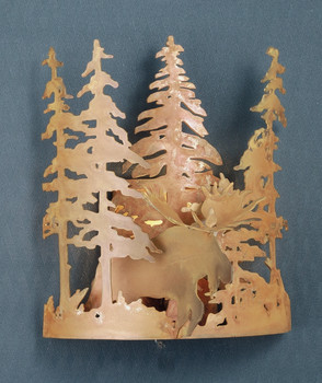 Meyda 11"w Moose Through The Trees Wall Sconce - 31660