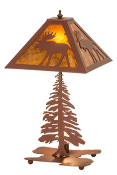 Meyda 21"h Lone Moose Tall Pines Table Lamp - 32519