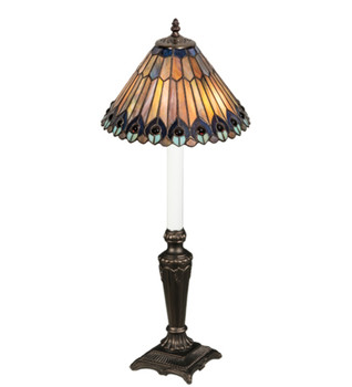 Meyda 23"h Tiffany Jeweled Peacock Buffet Lamp - 47840