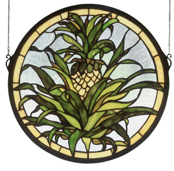 Meyda 16"w X 16"h Welcome Pineapple Stained Glass Window - 48550