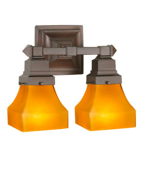 Meyda 13"w Bungalow Frosted Amber 2 Lt Wall Sconce - 50361