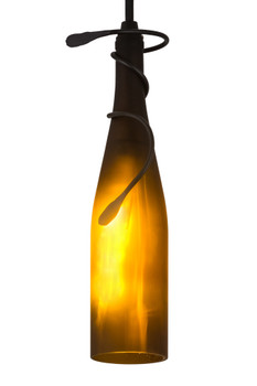 Meyda 5"w Tuscan Vineyard Frosted Amber Wine Bottle Mini Pendant - 50375