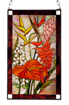 Meyda 20"w X 32"h Tropical Floral Stained Glass Window - 51539