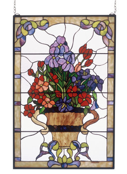 Meyda 24"w X 36"h Floral Arrangement Stained Glass Window - 51721