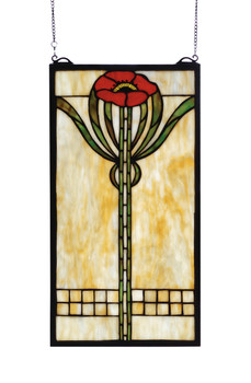 Meyda 11"w X 20"h Parker Poppy Stained Glass Window - 67789