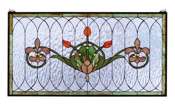 Meyda 36"w X 19"h Tulip & Fleurs Stained Glass Window - 68018