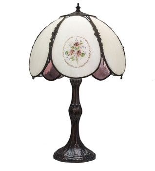Meyda 22"h Roses Hand Painted Table Lamp - 68597