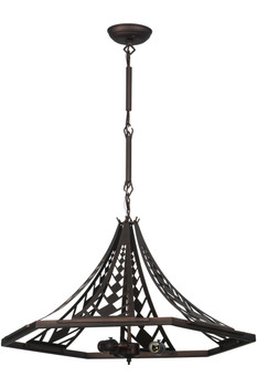 Meyda 28"w Mahogany Bronze 3 Lt Inverted Pendant Hardware - 69277