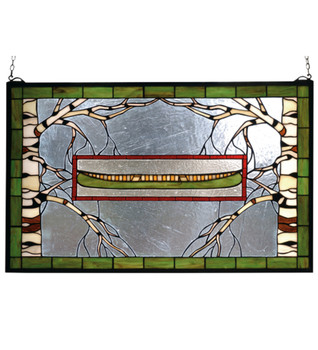 Meyda 28"w X 18"h North Country Canoe Stained Glass Window - 70490