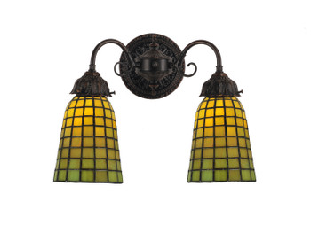 Meyda 14.5"w Geometric Green 2 Lt Wall Sconce - 74056