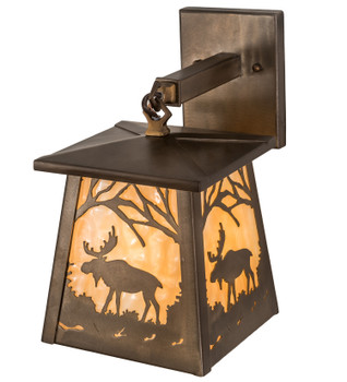 Meyda 7" Wide Moose At Dawn Hanging Wall Sconce - 82636