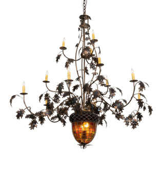 Meyda 63"w Greenbriar Oak 12 Arm Chandelier - 98524