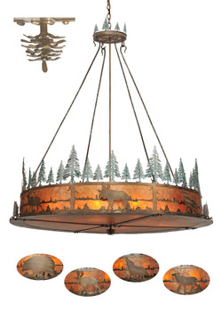 Meyda 72"w Wildlife At Pine Lake Inverted Pendant - 99768