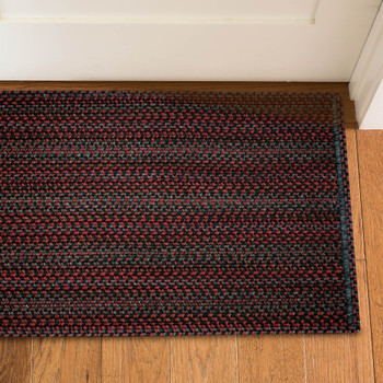 Homespice Decor Bistro Black & Burgundy Braided - 20 X 30" Rectangular Area Rug