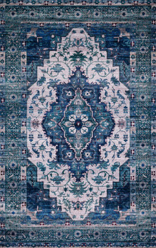 Loloi Cielo-loloi X Justina Blakeney Collection Cie-01 Ivory / Turquoise Power Loomed Area Rugs