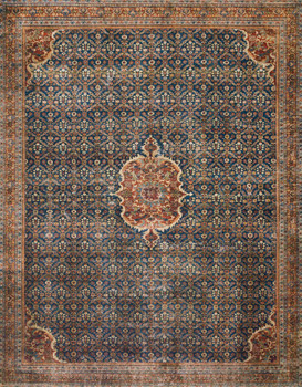 Loloi Layla Lay-09 Cobalt Blue / Spice Power Loomed Area Rugs