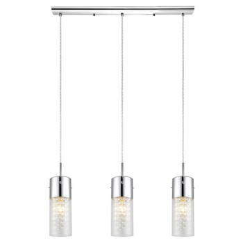 Eglo 3x60w Multi Light Pendant W/ Chrome Finish & Clear Glass W/ Crystal Strands - 200123A