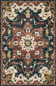 Loloi Victoria Vk-13 Teal / Raspberry Hooked Area Rugs