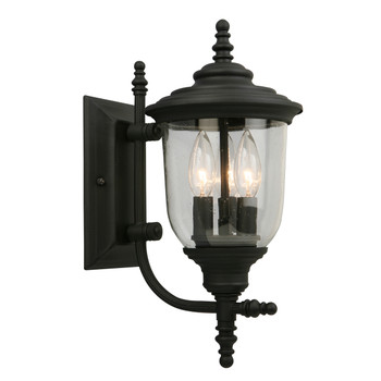 Eglo 3x60w Outdoor Wall Light W/ Matte Black Finish And Clear Seeded Glass - 202803A