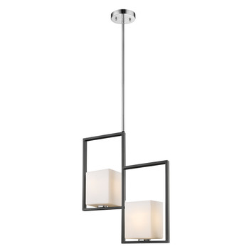 Eglo 2x100w Multi Light Pendant W/ Black & Chrome Finish & Opal Glass - 202817A