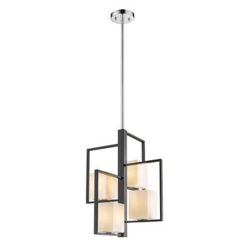 Eglo 4x100w Multi Light Pendant W/ Black & Chrome Finish & Opal Glass - 202818A