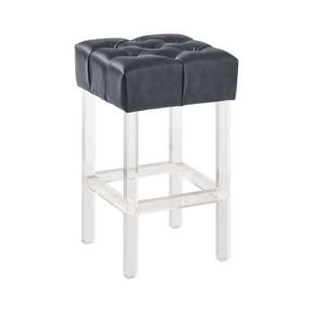 Armen Living Kara Contemporary 26" Counter Height Barstool In Grey Faux Leather With Acrylic Legs