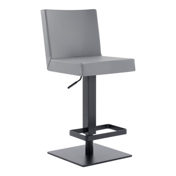 Legacy Contemporary Swivel Barstool In Matte Black Finish And Grey Faux Leather