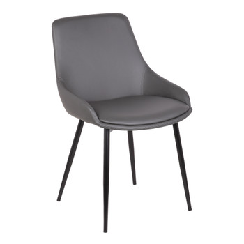 Armen Living Mia Contemporary Dining Chair In Gray Faux Leather With Black Powder Coated Metal Legs