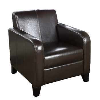 Armen Living 1400 Brown Faux Leather Club Chair