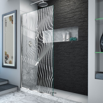 Dreamline Platinum Linea Surf 34 In. W X 72 In. H Single Panel Frameless Shower Screen In Polished Stainless Steel D3234721M11-08