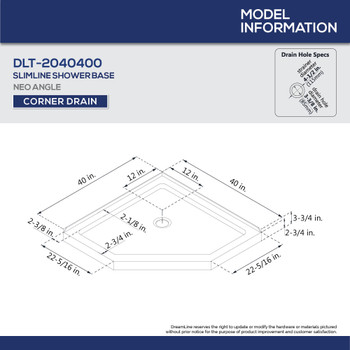 Dreamline 40 In. X 40 In. X 76 3/4 In. H Neo-angle Shower Base And Qwall-4 Acrylic Corner Backwall Kit In White DL-6046C-01