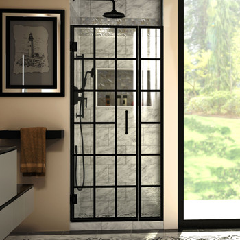 Dreamline Unidoor Toulon 34-34 1/2 In. W X 72 In. H Frameless Hinged Shower Door In Satin Black SHDR-2434720-89