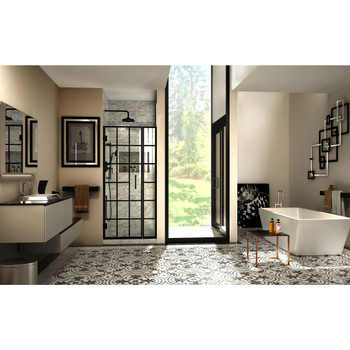 Dreamline Unidoor Toulon 34-34 1/2 In. W X 72 In. H Frameless Hinged Shower Door In Satin Black SHDR-2434720-89