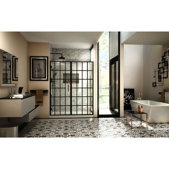 Dreamline Unidoor Toulon 58-58 1/2 In. W X 72 In. H Frameless Hinged Shower Door In Satin Black SHDR-2458720-89