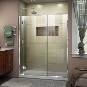 Dreamline Unidoor-x 57-57 1/2 In. W X 72 In. H Frameless Hinged Shower Door - D1292272