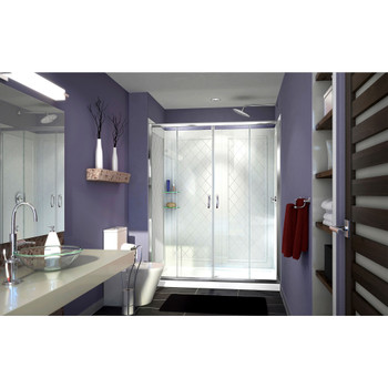 Dreamline Visions 36 In. D X 60 In. W X 76 3/4 In. H Semi-frameless Sliding Shower Door, Shower Base And Qwall-5 Backwall Kit - DL-6115-CL