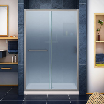 Dreamline Infinity-z 36 In. D X 48 In. W X 74 3/4 In. H Semi-frameless Sliding Shower Door And Slimline Shower Base Kit, Frosted Glass - DL-6975-FR