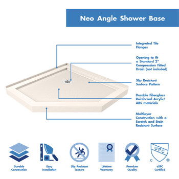 Dreamline Slimline 40 In. D X 40 In. W X 2 3/4 In. H Neo-angle Shower Base - DLT-2040400