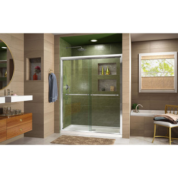 Dreamline Duet 56-60 In. W X 72 In. H Semi-frameless Bypass Sliding Shower Door - SHDR-1260728