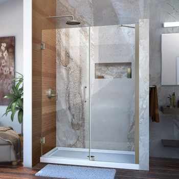 Dreamline Unidoor 54-55 In. W X 72 In. H Frameless Hinged Shower Door With Support Arm, Clear Glass - SHDR-20547210