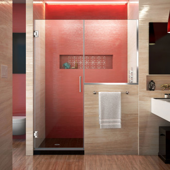 Dreamline Unidoor Plus 63-63 1/2 In. W X 72 In. H Frameless Hinged Shower Door With 34 In. Half Panel, Clear Glass - SHDR-24273634