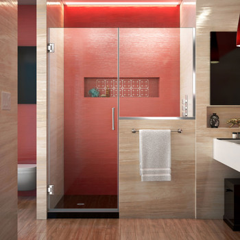 Dreamline Unidoor Plus 65-65 1/2 In. W X 72 In. H Frameless Hinged Shower Door With 36 In. Half Panel, Clear Glass - SHDR-24293636